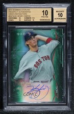 2014 Bowman Sterling Prospect Green Refractor 34/125 Henry Owens BGS 10 Auto 0s3