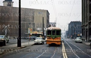 LATL. H-4 CAR #1291. L.A. (CA). Original Slide 1954. 2nd St. SP crossing!