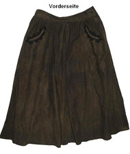 RESI HAMMERER Long Trachten Skirt Dark Green Velvet Leather Rock Size M