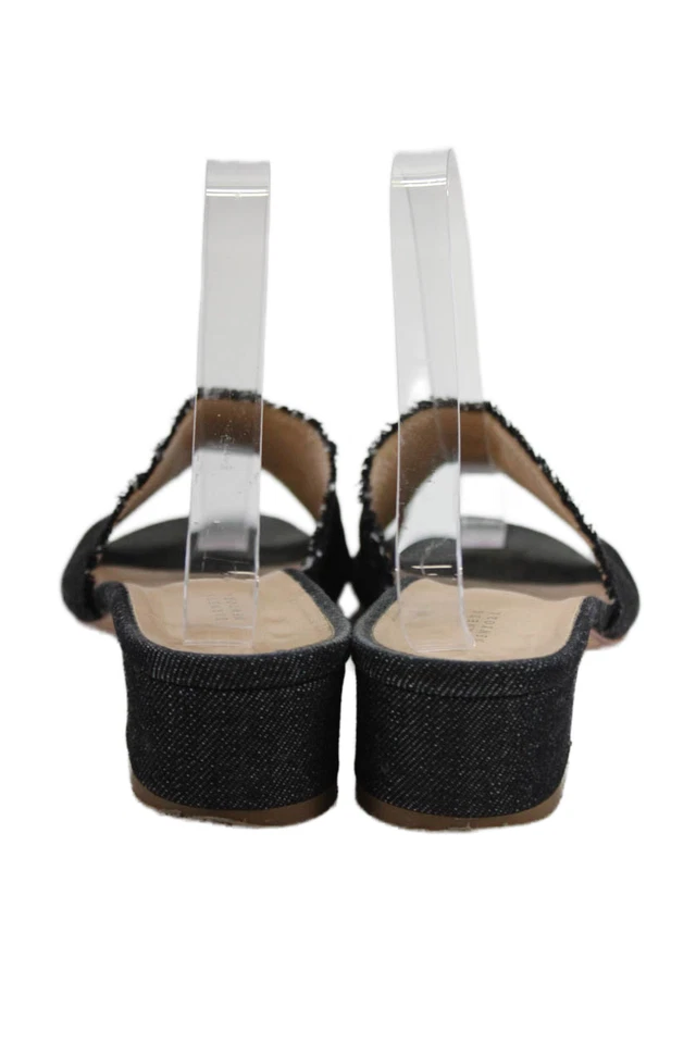 Mules Barneys New York Mujer Denim Deshilachado Tacón Bloque Negro Talla 7.5 Foto 3 de 4