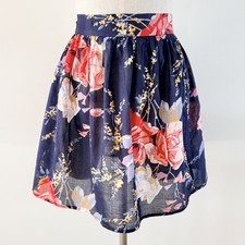 Zimmermann 100% Cotton Floral Mini Skirt – Size 1 – A‑Line – Hidden Zip