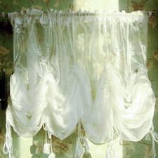 Elegant Off White Lace Balloon Curtain - Adjustable Semi-Sheer Shade 78"x59