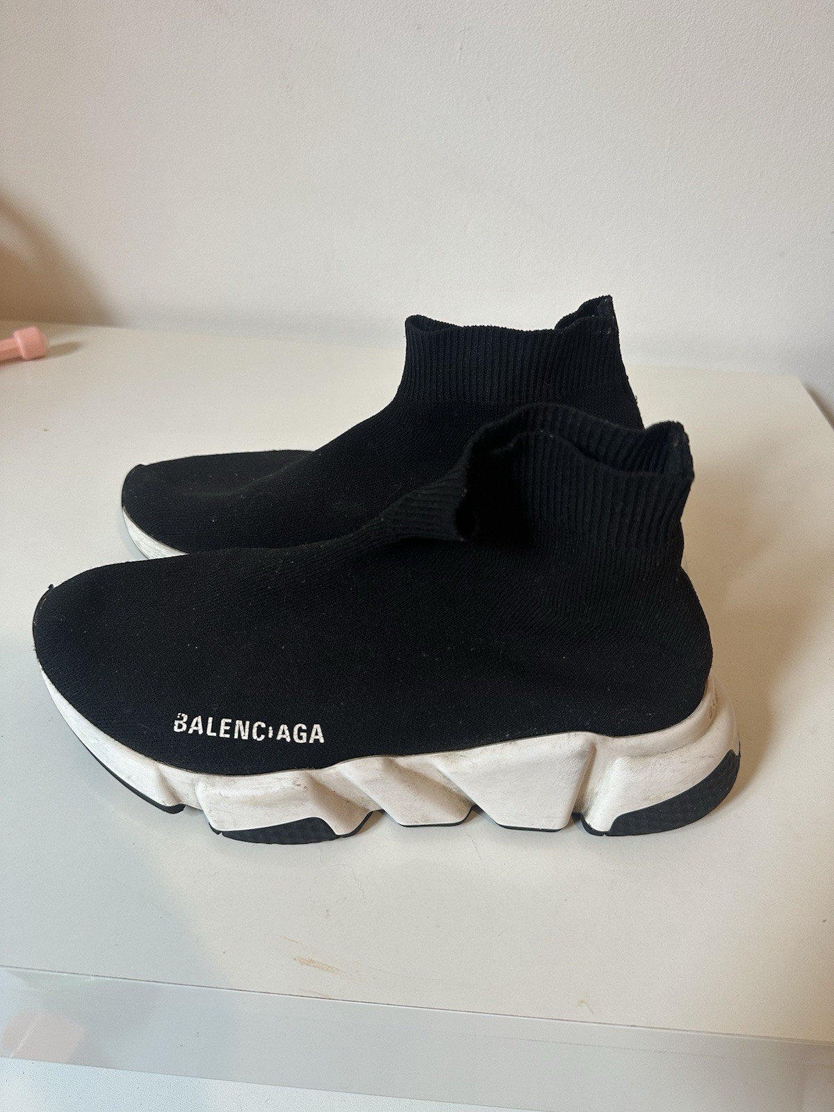 SAOLA Balenciaga Speed Sock Trainer taglia 4 UK nero con suola bianca
