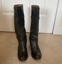 FRYE Jane Heeled Pull On Stitch Tall Leather Boots 77233 Black 7 1/2B