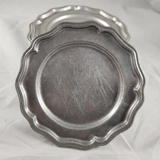 Set of 4 Vintage Bon Chef Scalloped Edge Aluminum Side Plates 7" Pewter Look
