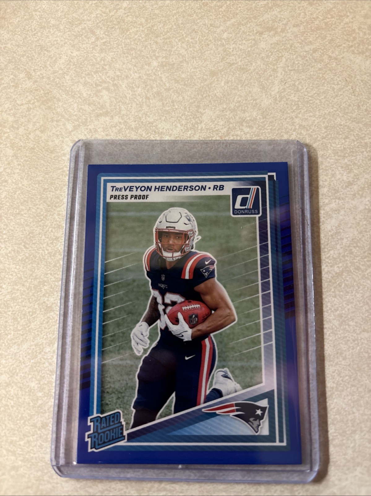 2025 Panini Donruss - Rated Rookie TreVeyon Henderson #332 Press Proof Blue (RC)