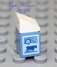 NEW Lego City Minifig Blue MILK CARTON w/Cow - Friends Minifigure Kitchen Food