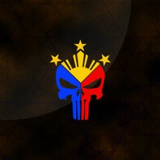 Filipino Punisher Skull Vinyl Die Cut Car Decal Sticker 6" h Philippine Flag