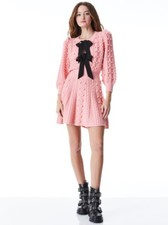 Aslice + Olivia Kitty Bow Front Sweater Pink  Dress Size S  NWT