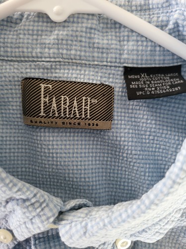 Farah Vintage Short Sleeve Button Down Sky Blue Men's XL Extra Large 100% Cotton - Picture 3 of 4