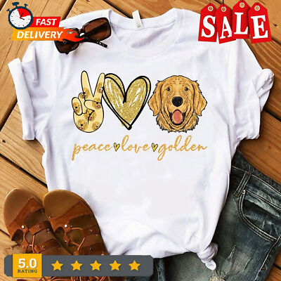 2025/Peace Love Golden Retriever Shirts T-Shirt S-5XL