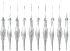 10 DROPLET BAUBLES CHRISTMAS TREE DECORATIONS DECORATION GLITTER ICICLES BAUBLE