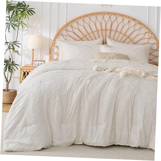 Comforter Set-Comforter Set Size, All Seasons Bedding Set, Boho 3 Queen White-image