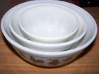 Set of 3 Vintage Pyrex Mixing Bowls Cinderella Americana Brown 403, 402 and 401
