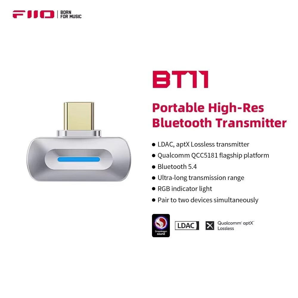 FiiO BT11(Type-C) Bluetooth 5.4 Transmitter for Mobile/Game FiiO BT11(Type-C) Bluetooth 5.4 Transmitter for Mobile/Game