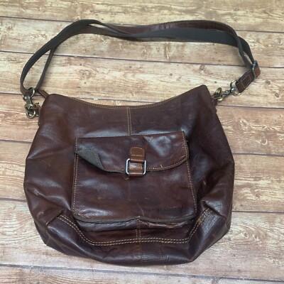 Jack Georges Womens Brown Leather Cross Body Purse
