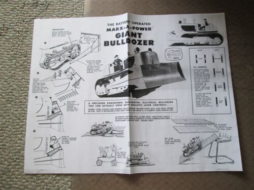 MARX-A-POWER GIANT BULLDOZER INSTRUCTIONS, FULL SIZE 17 x 22, LAST ONE ! - Picture 1 of 1