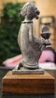 First Communion/Eucharist Girl Kneeling. Pewter on Wood Base.  3" tall — photo 2
