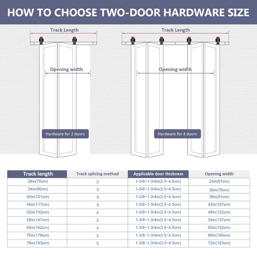 70" Shape Barn Door Hardware Kit Sliding Track for Wood Door,Heavy Duty, No Door - Picture 7 of 12