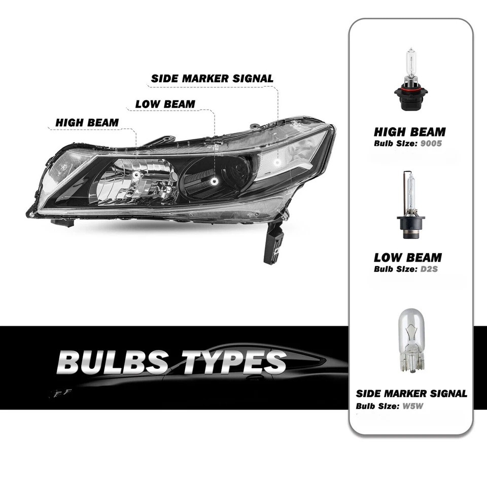 Par de montaje de faros de xenón HID negros con orner transparente para Acura TL 2009-2014 Foto 2 de 4