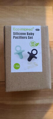 Eco inspired Silicone Baby Pacifier Set Black New BPA Free
