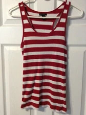 Active Basic Tank Tops Womens Large Striped Red White And Blue White Lot Of 2