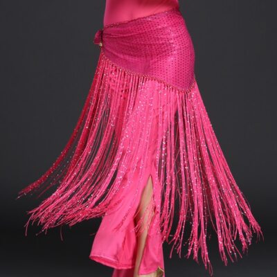 Women Belly Dance Sequin Tribal Tassel Hip Scarf Bellydance Triangle Hip Scarf