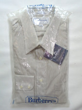 NWT Burberrys Vintage Long Sleeve Dress Shirt Men  s 16- 33 Brn/Wht/Blk Stripes