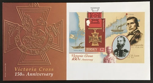 Unaddressed Jersey FDC 2006 Victoria Cross 150th Anniversary Mini Sheet MS1258
