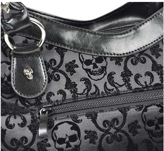 Bolso de hombro rosa gótico victoriano prohibido cameo flocado para dama gótico punk Foto 4 de 4