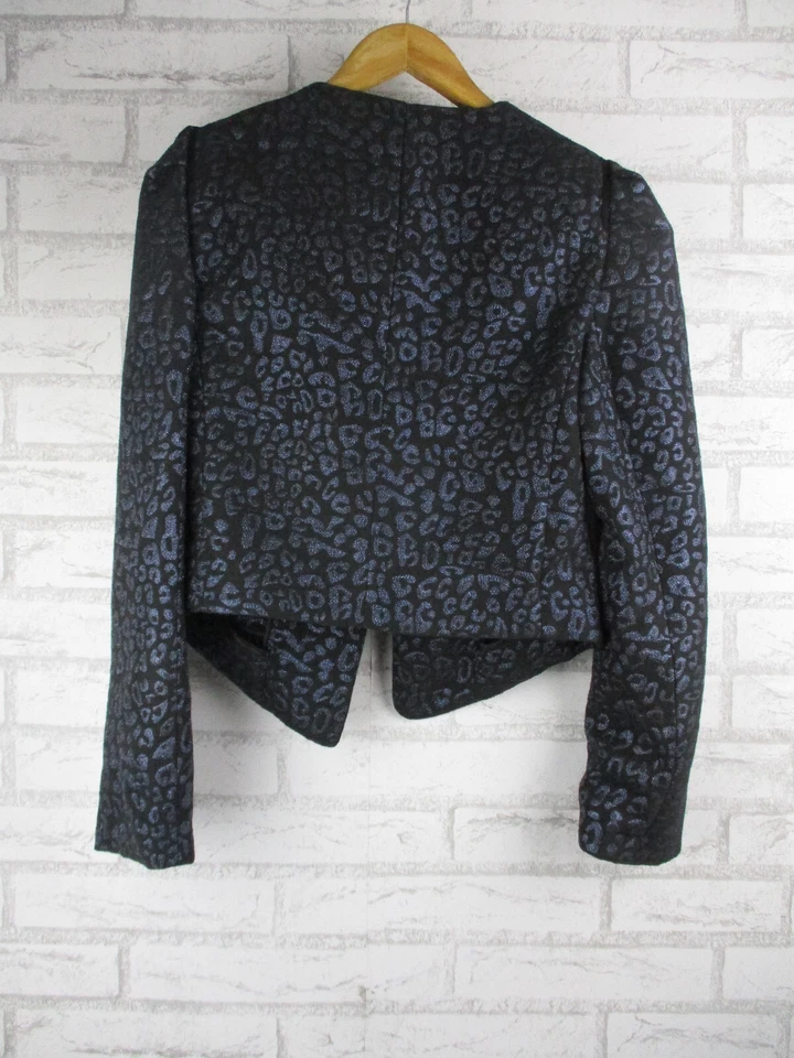 Maison Scotch Mujer Chaqueta Azul Negro Estampado 3 Manga Larga Frente Abierto Foto 2 de 4