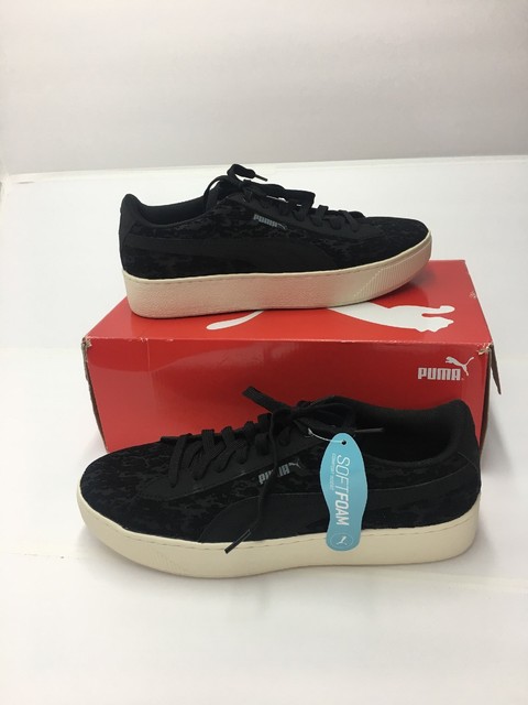 puma vikky platform black white metallic gold