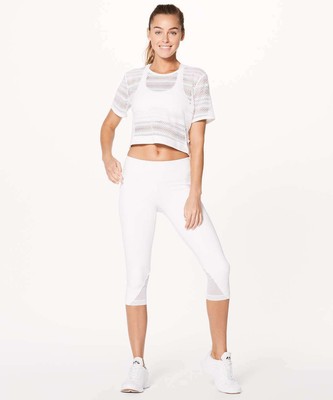 white mesh top short sleeve