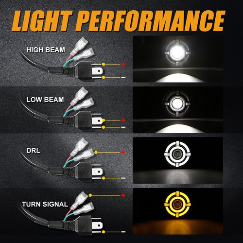 For Chevy Chevelle 1964-1970 4PCS 5.75" INCH LED Headlights Hi/Lo DRL Angel Eyes - Picture 9 of 12