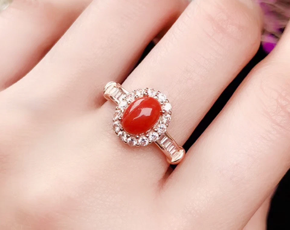 Anillo solitario de compromiso natural australiano de plata 925 hecho a mano para mujer Foto 2 de 4