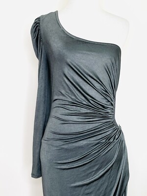 New BEBE Kardashians Goddess Cocktail Party Gray Fitted One Sleeve Dress  Small | eBay