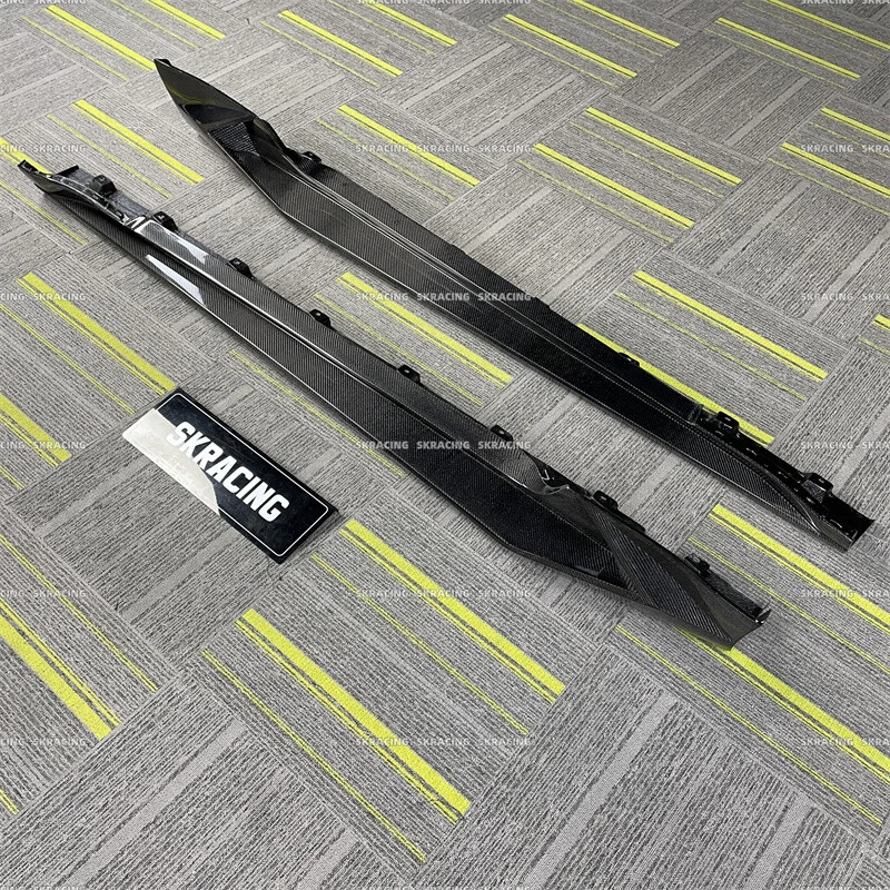 Fits Ford Mustang 2015-2023 Real Carbon Fiber Bodykits Side Skirts Extension Lip - Image 3 of 4