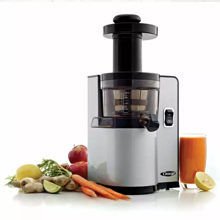 1 Pack Omega Vertical Square Low Speed Juicer Silver VSJ843QS