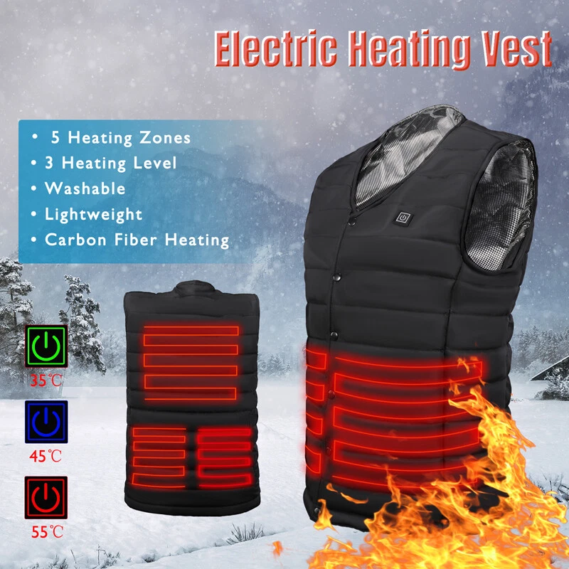 Washable Heated Vest Body Warm USB Charging Electric Heating Vest 5 Heated Zone - Image 3 of 4