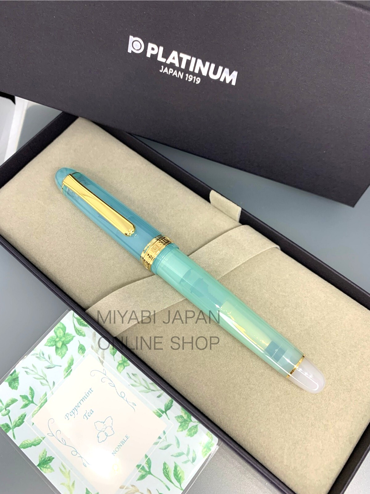 New PLATINUM #3776 Century PEPPERMINT TEA 14K Medium Nib Nonble Tea Series No. 4