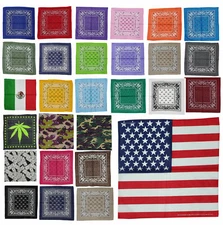 4 PCS Bandana 100% Cotton Paisley Print  Scarf Head Neck Face Mask Sports 