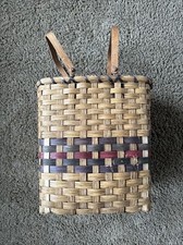 Large 16 Tall hand woven basket 1998 Tall Wicker Reed Storage W Handles