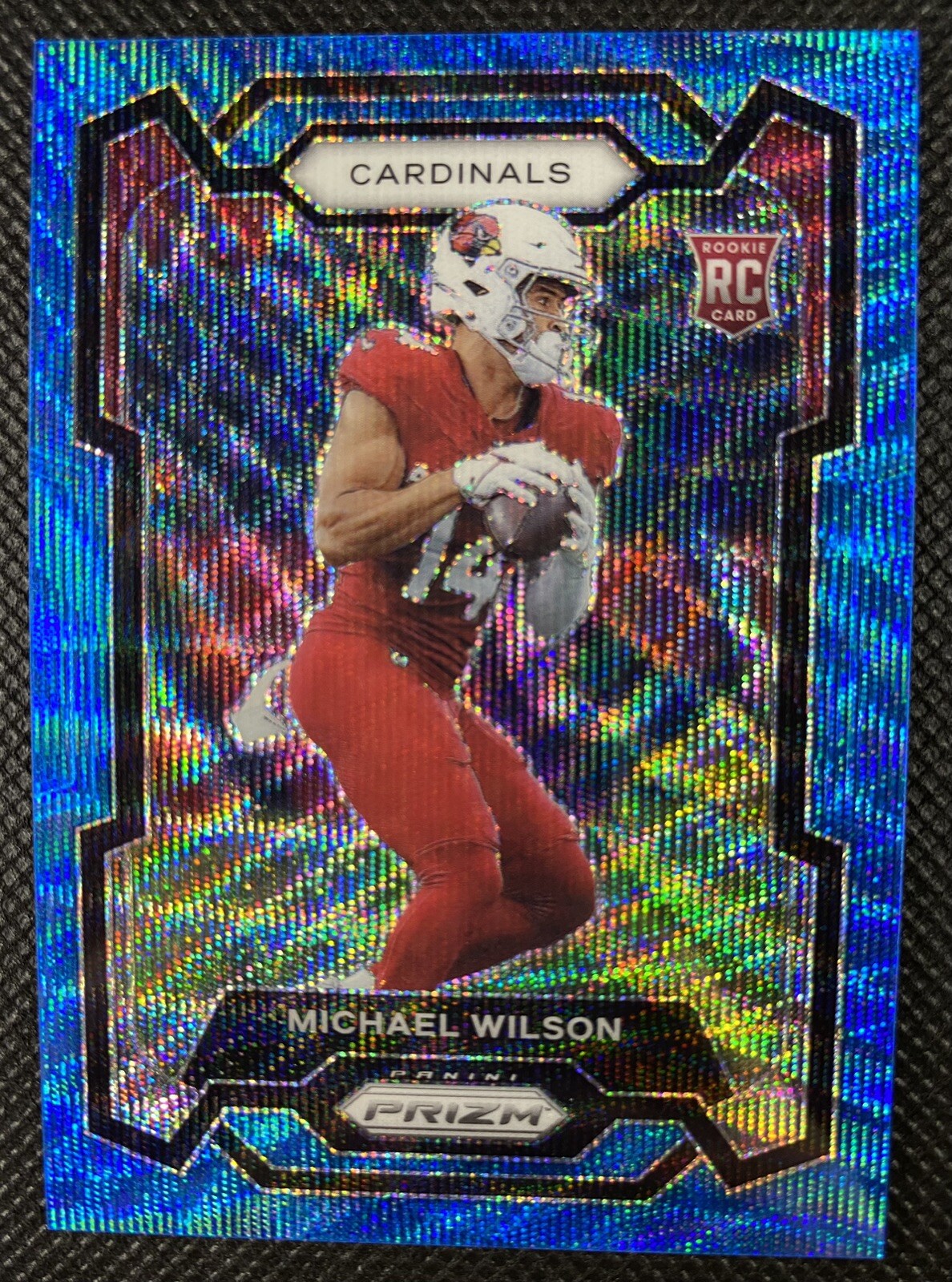 2023 Panini Prizm Michael Wilson Blue Wave Rookie Prizm RC /199 #303 Arizona