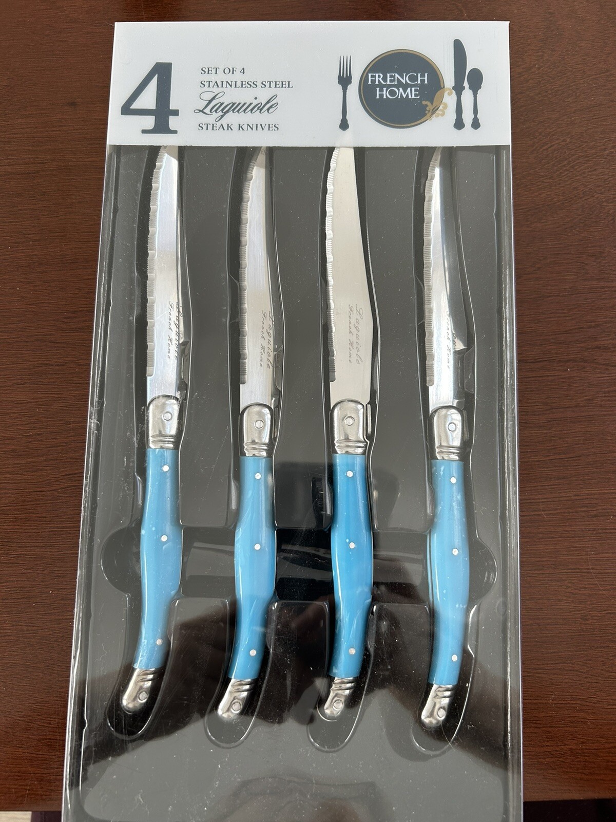 New Set of 4 Authentic French Laguiole Steak Knives Turquoise eBay