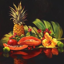 Ceramic Backsplash Tile Mural Fruit Kitchen/Bathroom - Pineapple and Papaya