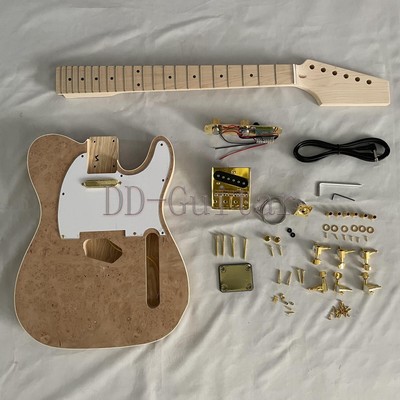 DIY Semi-Finished TL Tree Burl Top Electric Guitar with Kits Ash Body