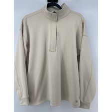 Ariat Tek Sweatshirt Women Large Tan Breeze Logo 1/2 Zip Equestrian Fleece Soft