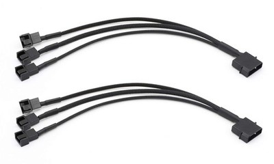 Gavemi 2 Pack Molex to 3 Pin or 4 Fan Adapter Computer 10 inches, Black
