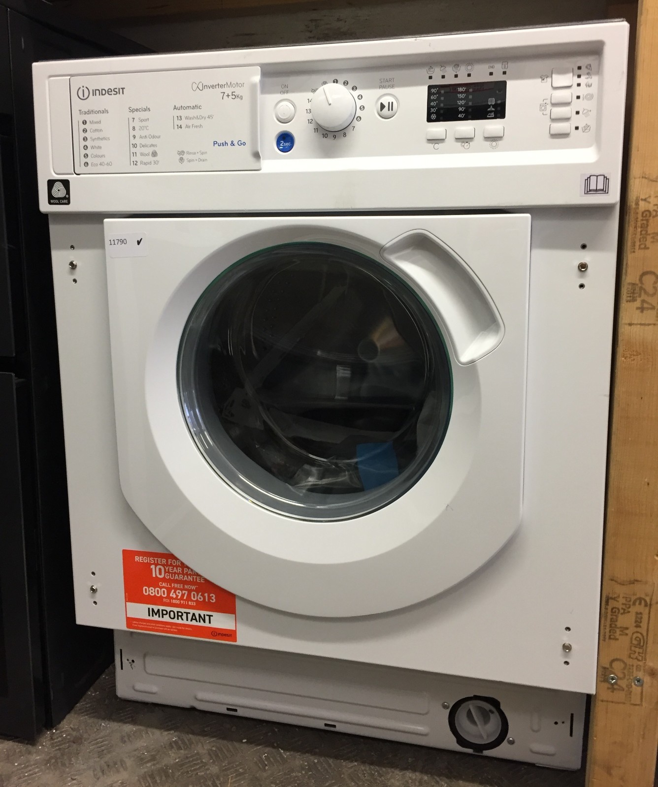 Indesit Built In Washer Dryer 7Kg/5Kg  1400 rpm White E - BIWDIL75148UK  (11790)