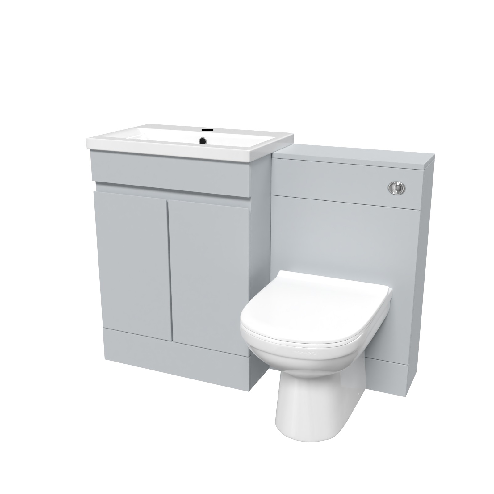Matte Grey Freestanding 600mm Vanity Unit, WC Unit & BTW Toilet
